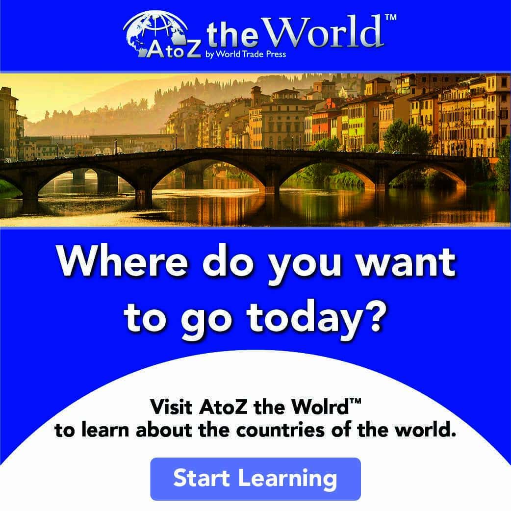 AtoZ the USA by World Trade Press.

Where do you want to go today?

Visit AtoZ the USA to learn about the United States. Start Learning.